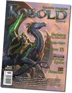 The cover of KQ #22, depicting a woman in plate armor with a glowing green sword astride a silver dragon